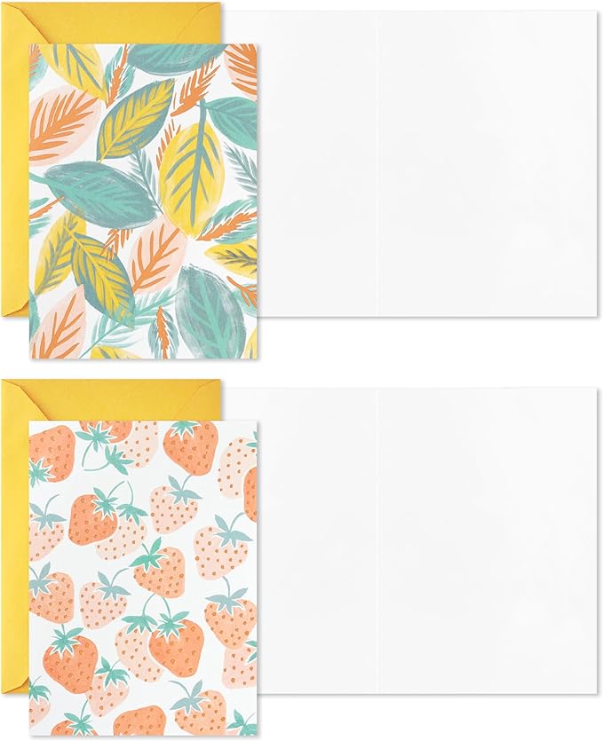 Hallmark Blank Cards Assortment, 24 Cards with Envelopes (Citrus, Greenery, Gingham, Strawberries) for Easter, Mother's Day, Any Occasion