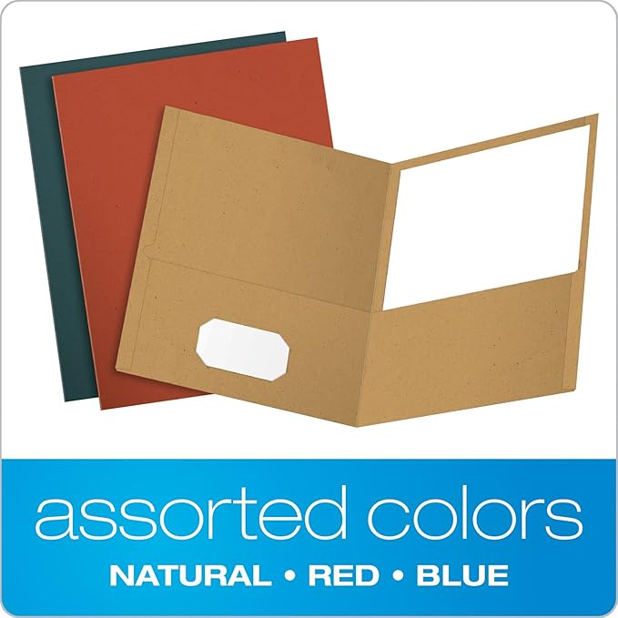 Oxford Earthwise by Oxford Twin Pocket Folders, Letter Size, Assorted Colors, 25 per Box (78513)