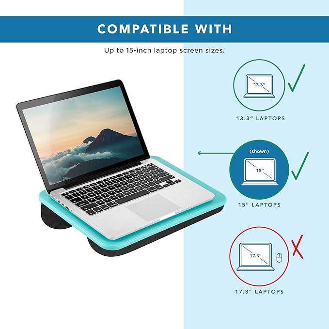 LAPGEAR Compact Lap Desk - Aqua Sky - Fits up to 15 Inch Laptops - Style No. 43109