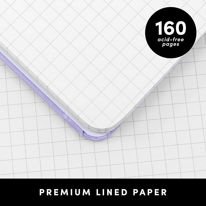 PAPERAGE Graph Paper Spiral Notebook & Journal, (Navy), 160 Pages, Medium 5.5 inches x 8 inches - 100 GSM Thick Graphing Paper, Hardcover, Double-Wire Grid Spiral Notebook