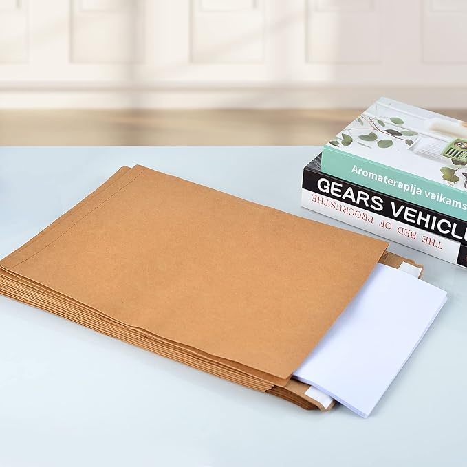 Expandable Envelopes 10x13x2 Large Kraft Envelopes 10x13 Catalog Envelopes Peel and Seal for Home Office Business Storage and Organizing (100)