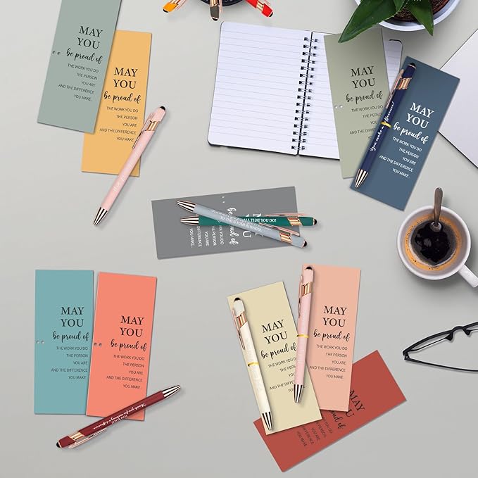 20 Set Employee Appreciation Ballpoint Pens with Inspirational Stylus Tips Cards Team Thank You for Coworkers Team Nurse Teacher Staff Favors