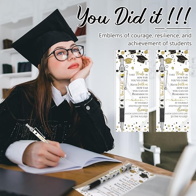 50 Pcs Graduation Ballpoint Pens Class of 2025 Pens Bulk Graduation Favors Pens and Bookmark Graduation Gift for Student School Grad Party Favor Senior High School Supplies