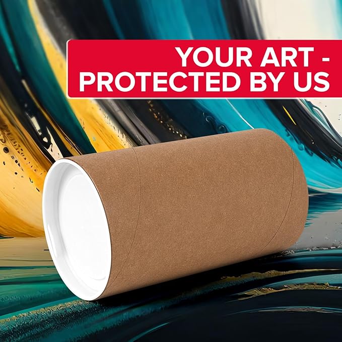 4" x 6" Reinforced Kraft Paper Mailing Tubes, Pack of 6 Tubes with 2 Caps Each – USPS Approved Poster Tube – Made in USA Cardboard Tube for Shipping and Storing Posters, Prints, Artwork, or Documents