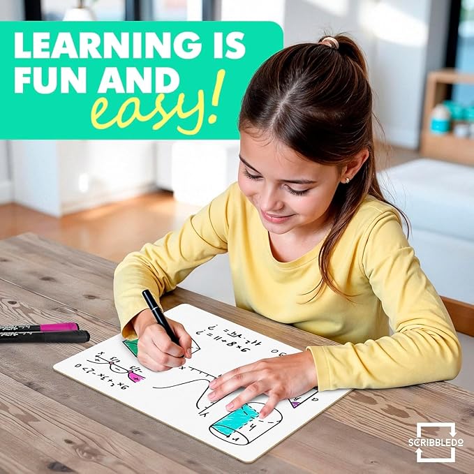 Scribbledo Small White Board Dry Erase Mini Whiteboard 9x12 Inch Small Dry Erase Board Marker Board Dry Erase Lapboards Handheld Personal White Boards for Students Whiteboard Office