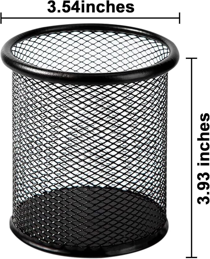 QYH Metal Pencil Holder for Desk Mesh Pen Cup 2 Packs Black Pen Organizer Office 3.54x3.93 Inch