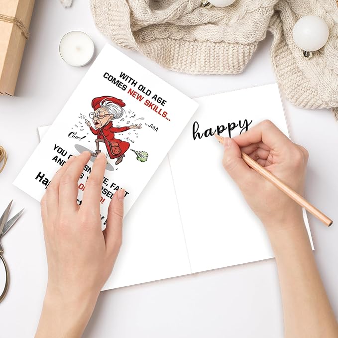 Funny Birthday Gifts for Mature Women,Hilarious Birthday Card for Grandma, Mom,Senior Female Friends,Gag 50th 60th 70th 80th 90th Birthday Card Gift,Humorous Getting Older Card,Aging Gracefully