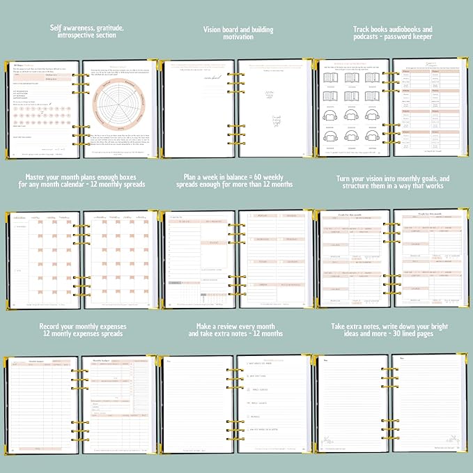 Bossy Girl Journey - Goal Planner Undated Weekly and Monthly Journal - Habit And Budget tracker - A5 Size Format To Beat Procrastination, Stay More Focused and motivated & Ebook with tips. (Black)
