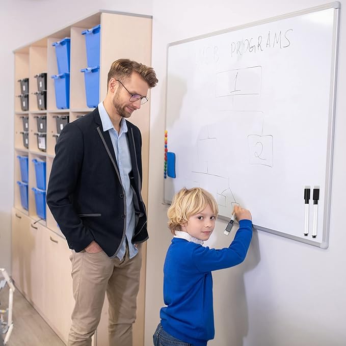 IHPUKIDI Magnetic Dry Erase Markers Fine Point Tip, 16-Pack Whiteboard Markers Dry Erase Marker with Eraser Cap, Low Odor Whiteboard Markers, Thin Dry Erase Markers for Kids Teachers, Black