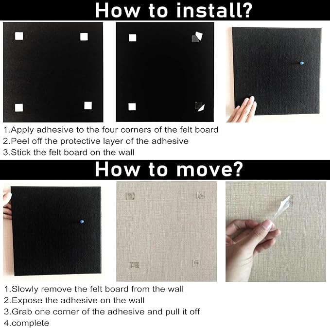 Large Cork Board Alternative for Walls, 47"x35" 12 Pack Felt Wall Tiles Bulletin Board with 30 Push Pins, Sticky Notes, Cork Boards for Office Pin Board Tack Board Felt Boards (White)