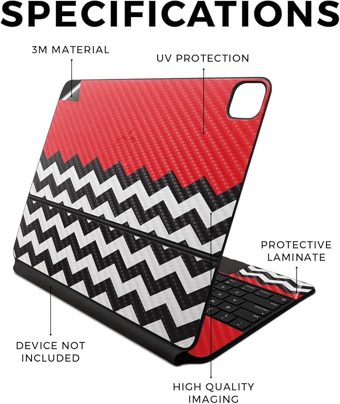 Carbon Fiber Skin Compatible with Apple Magic Keyboard for iPad Air 13-inch (M2) 2024 - Red Chevron - Premium 3M Vinyl Protective Wrap Decal Cover - Easy to Apply | Crafted in The USA by MightySkins