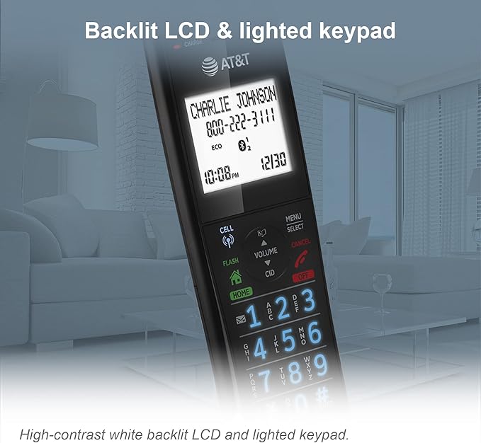 AT&T GL2113-21 Cordless Home Phone with Smart Call Blocker, Bluetooth Connect to Cell, Answering Machine, Full-Duplex Speakerphone