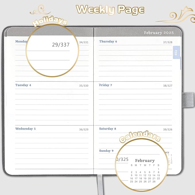 2025 Pocket Planner - Pocket Planner 2025, Weekly & Monthly Planner from JAN 2025- DEC 2025, 6.3''Γ3.8'', Small Planner for Purse, Pen Loop, Inner Pocket, 2 Bookmark