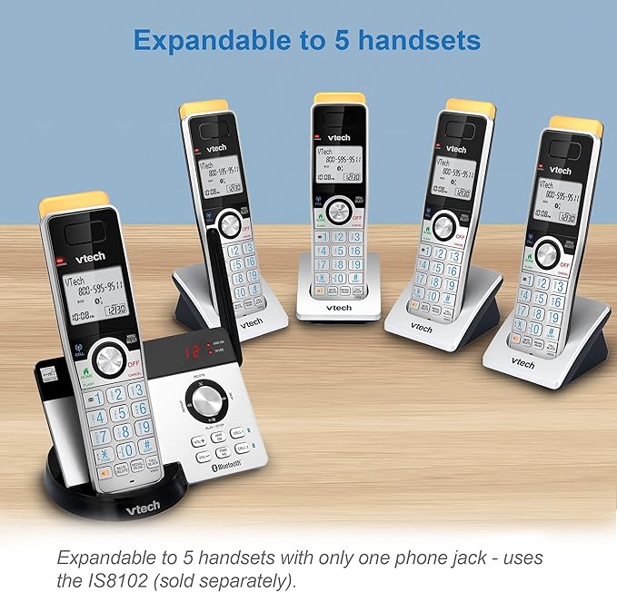 VTECH IS8121-2 Super Long Range up to 2300 Feet DECT 6.0 Bluetooth 2 Handset Cordless Phone for Home with Answering Machine, Call Blocking, Connect to Cell, Intercom and Expandable to 5 Handsets