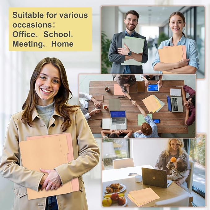 ViVin File Folders, Fits 8.5 x 11 Letter Size Paper, 1/3-Cut Tabs, 240 Pack Manilla Colored File Folders, Perfect for Home, Office, and School Documents File Paper(Assorted)