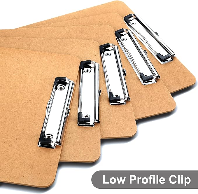 Wood Clipboards Set of 20, Letter Size Hardboard Clip Board 8.5x11 for Classroom, Students, Kid, A4 Standard Clipboard Size 9" x 12.5" with Low Profile Clip, Office Supply, School Supply.