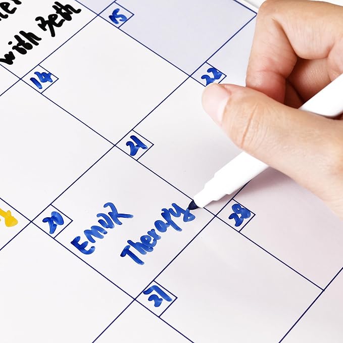 Large Dry Erase Calendar β Yearly Wall Calendar Dry Erase, 57.9" x 37", 12-Month Undated Calendar, Reusable Laminated with 15 Stickers - Purple