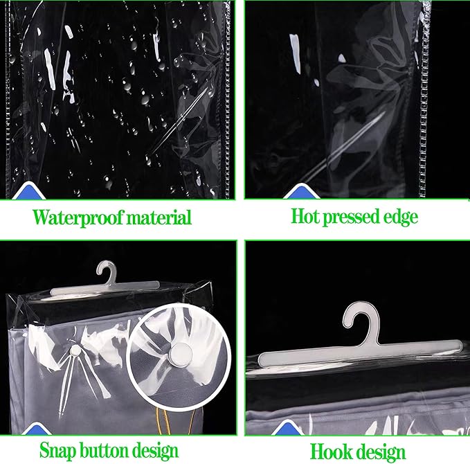 Hanging Storage Bags with Hanger,13" X11" Large Hook Hang-Up Clear Plastic Bags,Book Pouch School Supply Kit Classroom Organization for Classroom Library School Supplies Home Pharmacy Use (50)