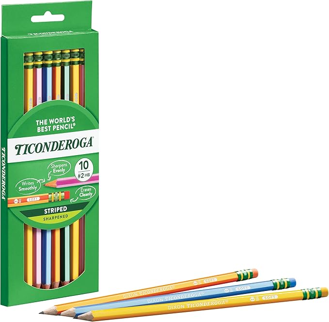 Ticonderoga My First Short Triangular Wood-Cased Pencils Bundle With Striped Wood-Cased Pencils, 4 And 10 Count