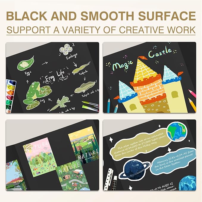 Chell 36" x 48" Trifold Poster Board, 2 Pack, Black Corrugated Project Boards for Science Fair, School Projects, Event Displays and Business Presentations