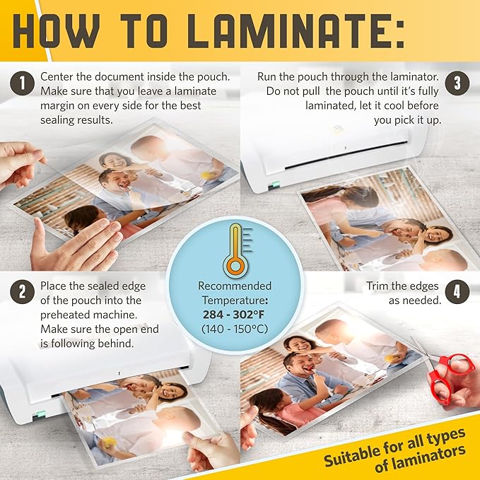 Matte Laminating Sheets 9β x 14.5β, 3 Mil Thick, 50 Pack, Legal Size Matte Thermal Laminating Pouches 8.5 x 14