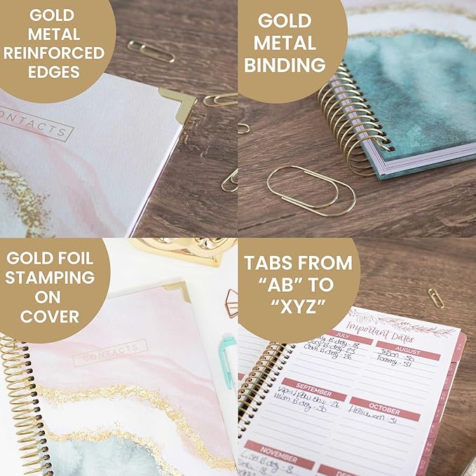 bloom daily planners Hardcover Contacts Address Password Book - Alphabetical Organizer with Tabs - 6β x 8.25" - Daydream Believer