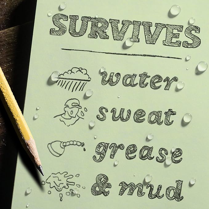 Rite in the Rain Weatherproof Top Spiral Notebook, 3" x 5", Green Cover, Universal Pattern, 3 Pack (No. 935-3)