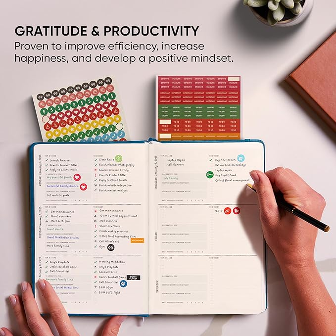 PRODUCTIVITY STORE Pro - Undated, 2025 Planner, 5.8” x 8.3” - The #1 Productivity Planner to Achieve Your 2025 Goals - Planner 2025-2026 - Navy - A5