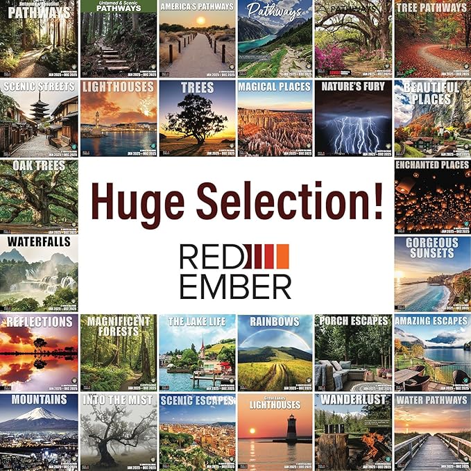 RED EMBER Mountains 2025 Wall Calendar 12 Month | 12" x 24" Open | Thick & Sturdy Paper | Giftable | Calendar 2025