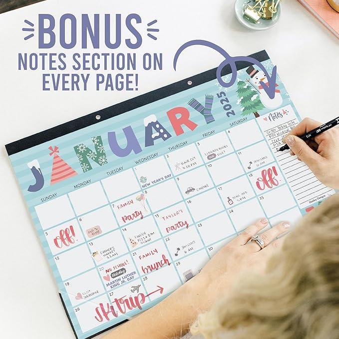 Hadley Designs Large Desk Calendar 2025-2026 - 18-Month Desktop Calendar 2025 for Organized Planning, 17" x 11" 2025 Desk Calendar for Home, School and Office (Doodle)