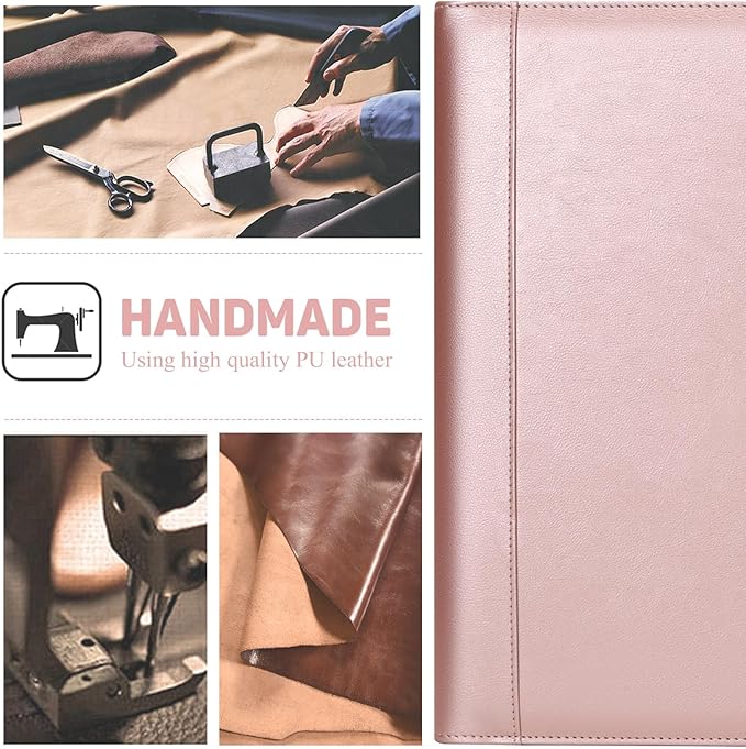 Toplive Portfolio 3 Ring Binder Padfolio Folder, Business Interview Resume Portfolio for Women Men A4/Letter Size Document Organizer with Clipboard Receipt Sleeve Card Holder, Rose Gold