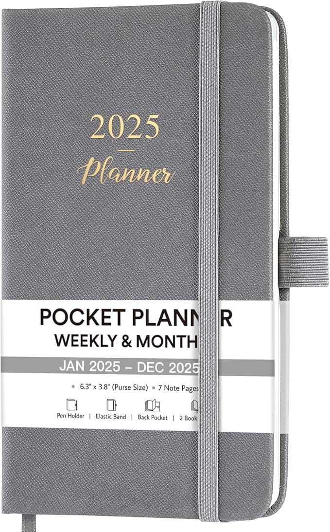 2025 Pocket Planner - Pocket Planner 2025, Weekly & Monthly Planner from JAN 2025- DEC 2025, 6.3''Γ3.8'', Small Planner for Purse, Pen Loop, Inner Pocket, 2 Bookmark