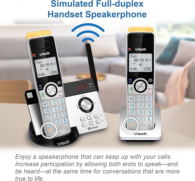 VTECH IS8121-2 Super Long Range up to 2300 Feet DECT 6.0 Bluetooth 2 Handset Cordless Phone for Home with Answering Machine, Call Blocking, Connect to Cell, Intercom and Expandable to 5 Handsets