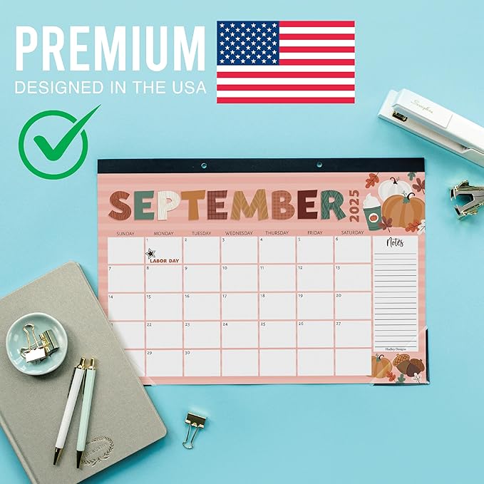 Hadley Designs Large Desk Calendar 2025-2026 - 18-Month Desktop Calendar 2025 for Organized Planning, 17" x 11" 2025 Desk Calendar for Home, School and Office (Doodle)
