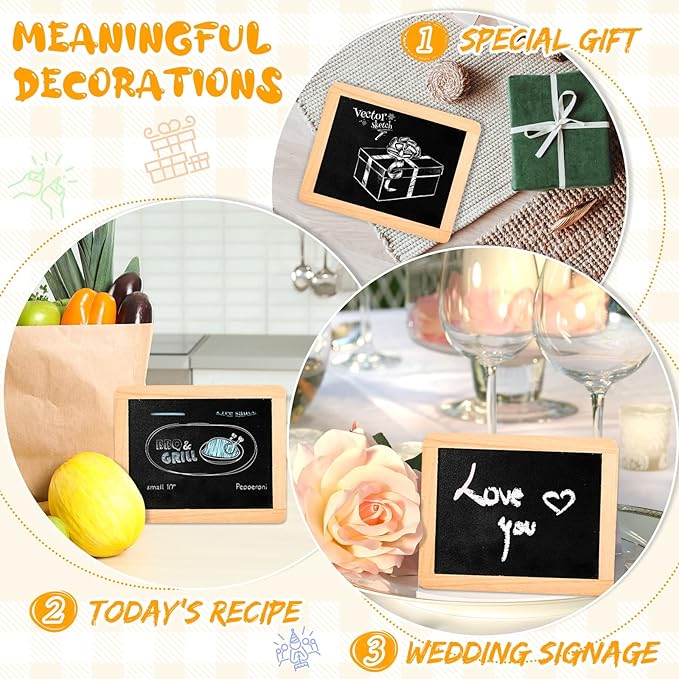 Chinco 6 Pcs Small Slate Chalkboard Mini Chalk Board with Frames Mini Board Signs School Supplies for Classroom Home Office
