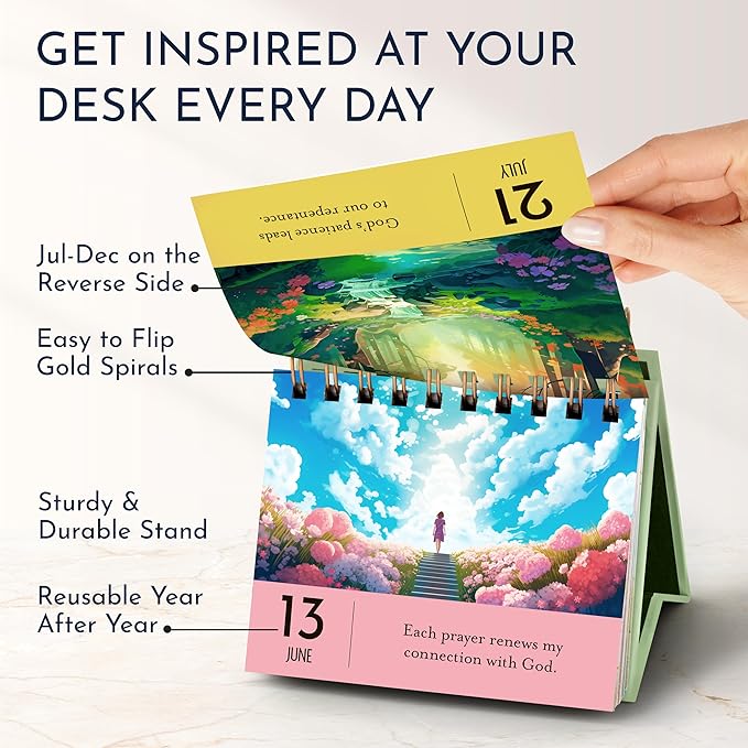 RYVE Inspirational Desk Calendar with Prayers, Blessings and Devotions - Christian Gifts for Women, Religious Gifts for Women, Inspirational Gifts for Women, Christian Desk Decor, Spiritual Gifts