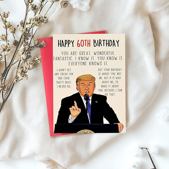 Funny Trump 60th Birthday Card, Naughty Donald 60th Birthday Gifts Cards for Men Women, Great 60 Year Old Birthday Gifts for Him Her, Unique 60th Bday Decorations Ideas