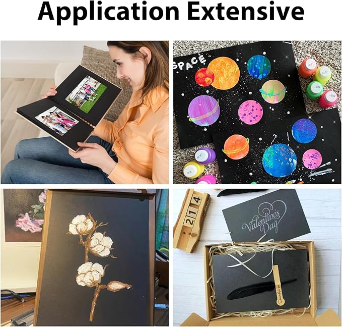 50 Sheets Black Cardstock 8.5” x 11”, 92lb/250gsm Black Card Stock, Thick Card Stock Paper, Heavy Cardstock Paper for Printer, Resume, Scrapbooks, Art, Crafts, Business Cards