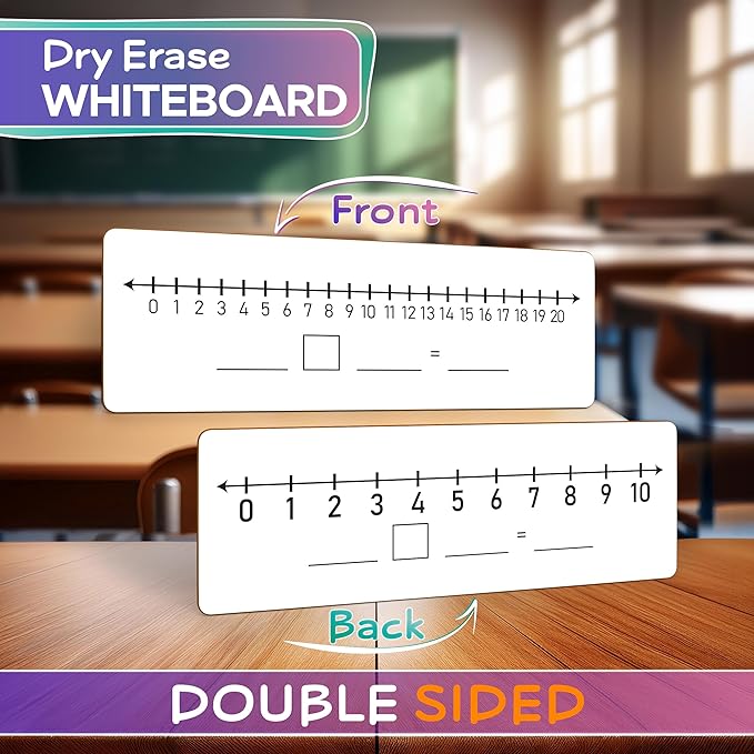 SCRIBBLEDO Dry Erase Number Line Board 4βx12β Inch Lapboard Double Sided White Board Featuring 0-10 Number Line On One Side 0-20 On The Other for Students Desk Whiteboard Math Manipulatives