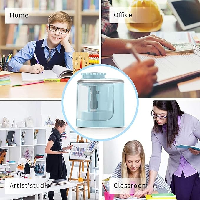 Pencil Sharpener Electric Pencil Sharpener for Kids, Blade to Fast Sharpen, Suitable for No.2/School/Classroom/Office/Home (Blue)