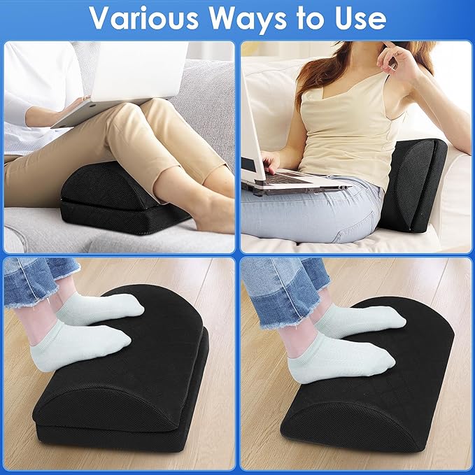 Foot Rest for Under Desk at Work Adjustable Foam for Office and Home, Office Desk Accessories,Comfortable Footrest with 2 Adjustable Heights,Back & Hip Pain Relief (Black)
