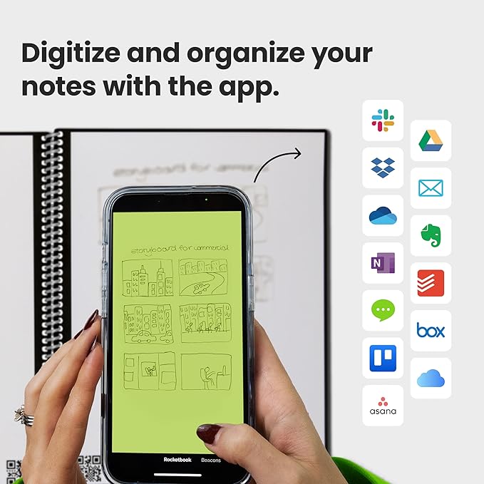 Rocketbook New Core Reusable Spiral Notebook, Letter Size 8.5x11, Pink - Lined Pages, App-Connected, Erasable, Durable Cover, Ideal for School, Work, and Creative Projects (Pack of 1)