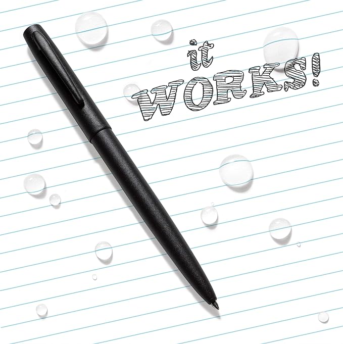Rite in the Rain Weatherproof Black Metal Clicker Pen, Black Ink, 2 Pack (No. 97-2)