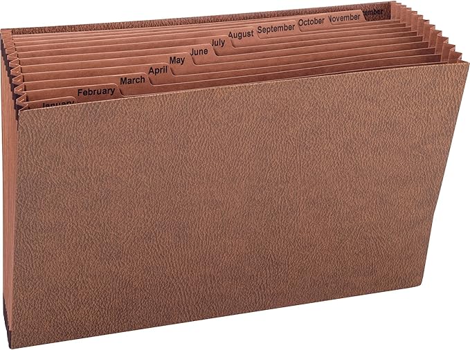 Smead TUFF Expanding File, 12 Pockets, Monthly (Jan.-Dec.) Legal Size, Redrope (70490), Brown