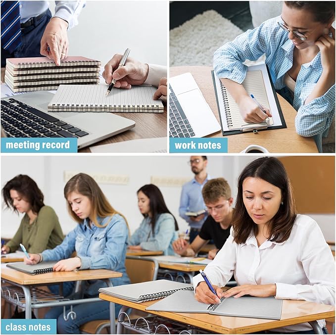 Fuutreo 24 Pcs Spiral Notebook for Work A5 8.3 x 5.7 Inch College Ruled Spiral Journal Notebook Kraft Cover, 12 Color, 60 Sheets, 120 Pages for Office School Supplies(Vintage Color)