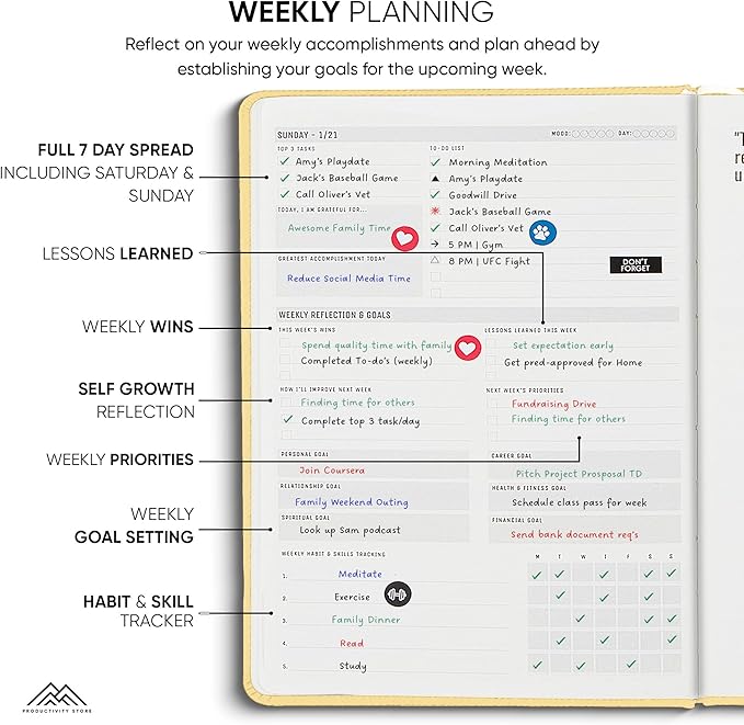 PRODUCTIVITY STORE Pro Max - Dated, 2025 Planner, 8.5" x 11" - The #1 Productivity Planner to Achieve Your 2025 Goals - Planner 2025-2026 - Crem - A4