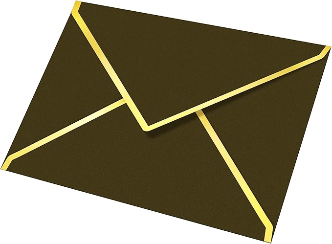 60 Pack Gold Envelopes 5x7 Bulk Taupe, 250G Pearled Cardstock A7 Envelopes for Invitations Business Mailing Envelope with Gold Foil Border, A6 4x6 Envelopes for Wedding Baby Shower Cards