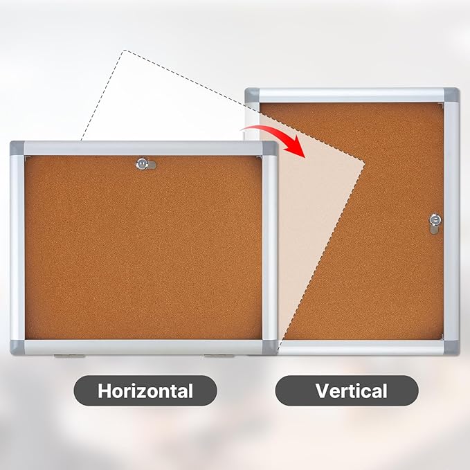 Outdoor Enclosed Cork Bulletin Board Tamper-Proof Dispaly Case, Aluminium Frame, Weatherproof Cork Noticeboard, Enclosed Cork Board for School, Office, Restaurant, Hospital etc(20 * 16inches)
