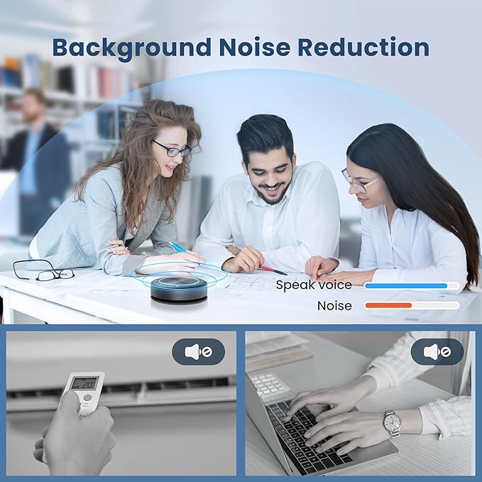 Enther&MAXHUB Bluetooth Speakerphone,USB Conference Speaker with 360ยฐ Voice Pickup&6 Microphones,Noise Reduction,Compatible with Zoom,Teams,Skype,Ideal for Professional Conference Call&Home Office