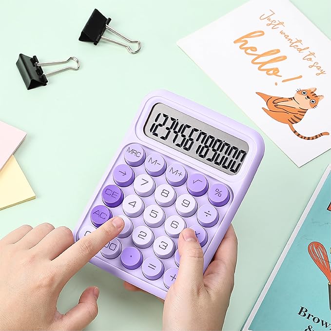 Mr. Pen- Mechanical Switch Calculator, 12 Digits, Large LCD Display, Purple Calculator Big Buttons, Mechanical Calculator, Calculators Desktop Calculator, Cute Calculator, Aesthetic Calculator